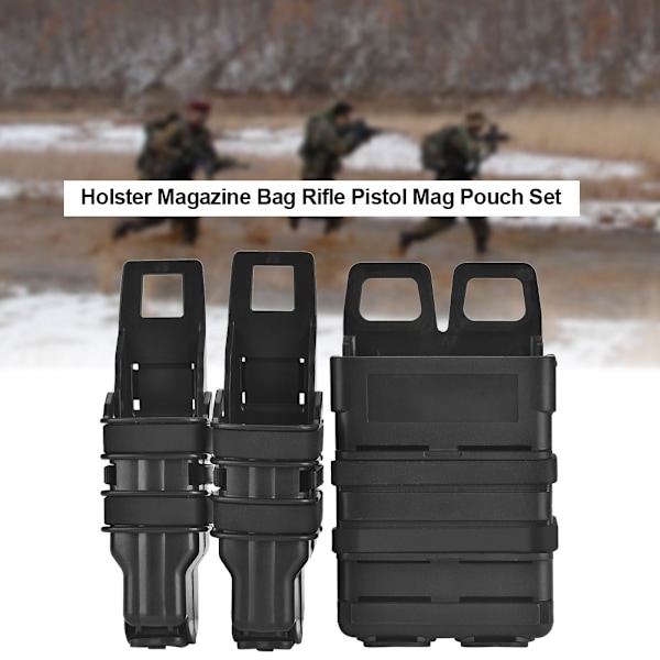 Tactic Molle Holster Magasinveske Rifle Pistol Mag Pouch Sett for Militær Jakt Spill (Svart)