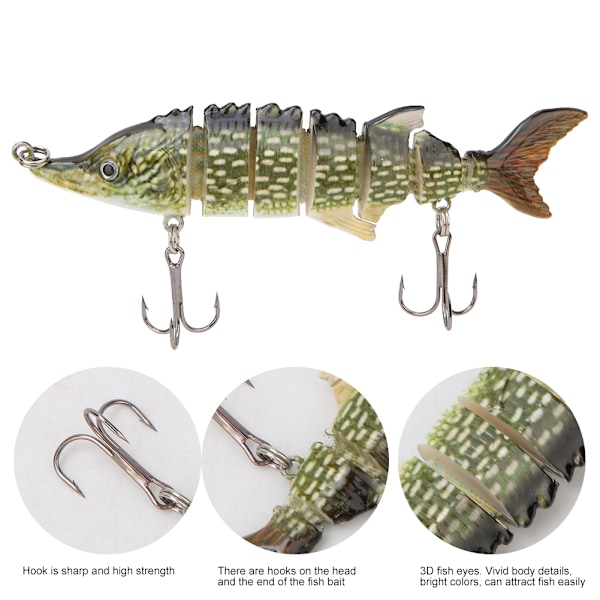 11cm Plast Fiskeagn Multiseksjon Synkende Wobbler Kroker Utstyr (JM040-2)