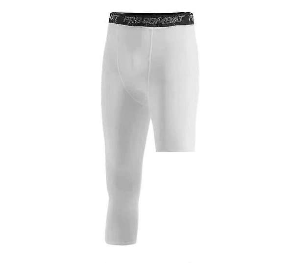 Basketbollstights 3/4 kompressionsbyxor för män White right long M
