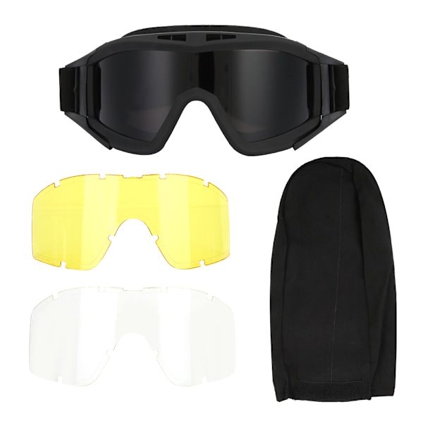 Goggles Paintball Ski AntiDust AntiFog Øjenbeskyttelsesbriller (sort)