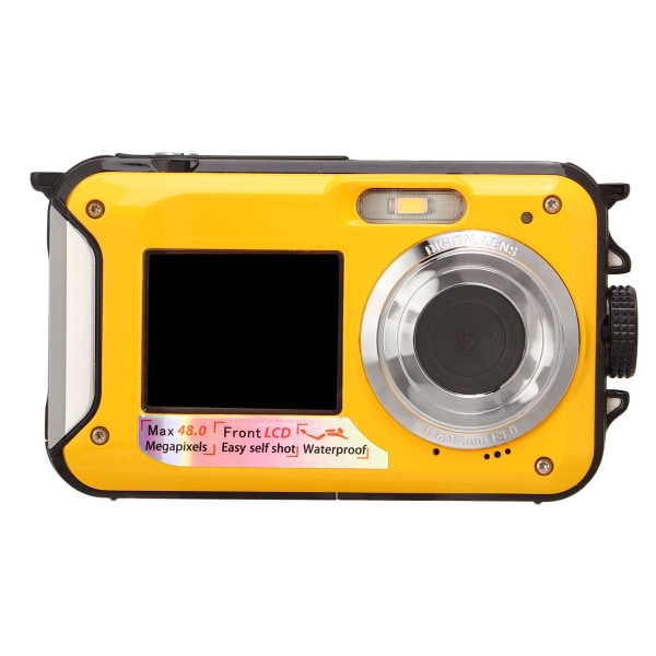 Full HD 2,7K 48MP 10 jalkaa vedenpitävä vedenalainen digitaalikamera 16X digitaalinen zoom edessä takana oleva kaksoisnäyttö vedenpitävä digitaalikamera keltainen /