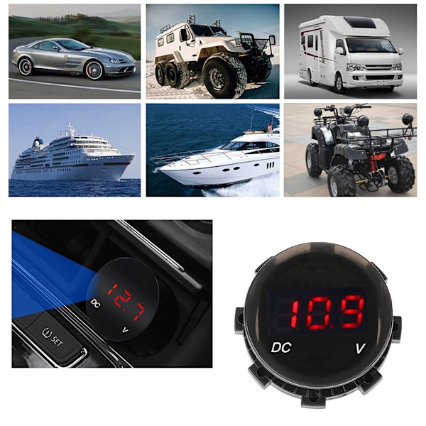 Modifierad Motorcykel Voltmeter LED Digital Display Spänning Voltmätare Panelmätare (Röd)