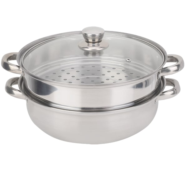 2-lags dampkoker i rustfritt stål - 27 cm/11 tommer, kokekar, dobbel kjele, dampkoker for suppe