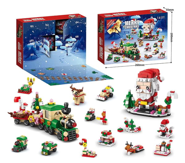 Adventskalender Julbyggset 12 dagars nedräkningsleksaker Kompatibel med barn B