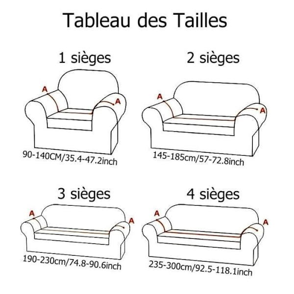 【BEMS】Sofföverdrag - 3-sits - HONTTOR - Slitstarkt - Hög elasticitet - Storlek L - Beige