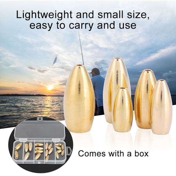 Hållbara Kopparfiske Bly Sänken Lätt Fiske Sänke Kit Set med Låda