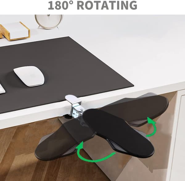 Ergonomisk armlen kompatibel med skrivebord, 180° roterbar håndleddsstøtte, E[BEMS]