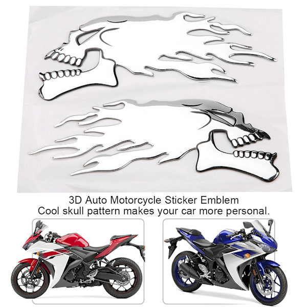 【BEMS】2 Styck 3D Skull Head Auto Motorcykel Bil Decor Decal