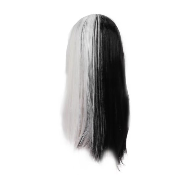 TIMH Naisten pitkä, suora peruukki Musta valkoinen Muodikas luonnollisen näköinen synteettinen peruukki Cosplay Halloween -juhliin