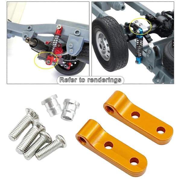 2x bakre støtdemperfester passer Kompatibel med WPL D12 D42 1/10 lastebil bil DIY deler gull 2 Pcs