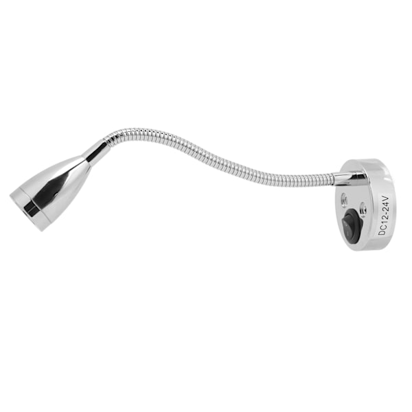 RV LED sengelampe 360 graders svingbar fleksibel svanehalslampe for DC 12V til 24V Båtcamper lastebilbiler Forkrommet