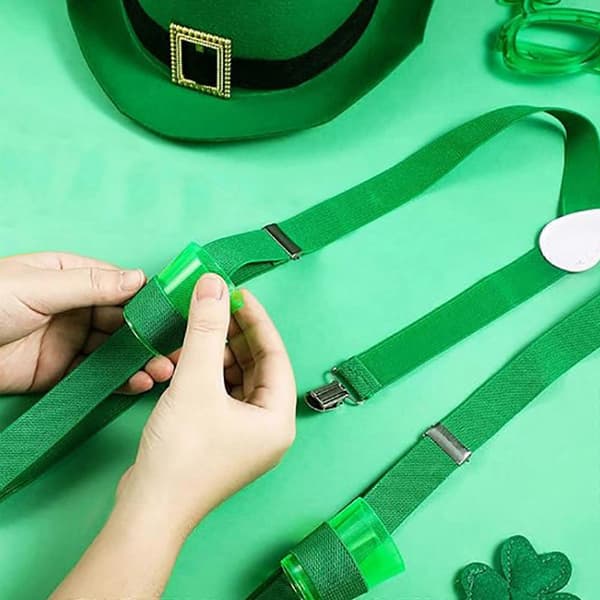 Leprechaunhatt Saint Patrick's Day-kostymtillbehörsset Gröna lårhöga strumpor Plädar Förkläde för Cosplay-fest[BEMS] Section 2