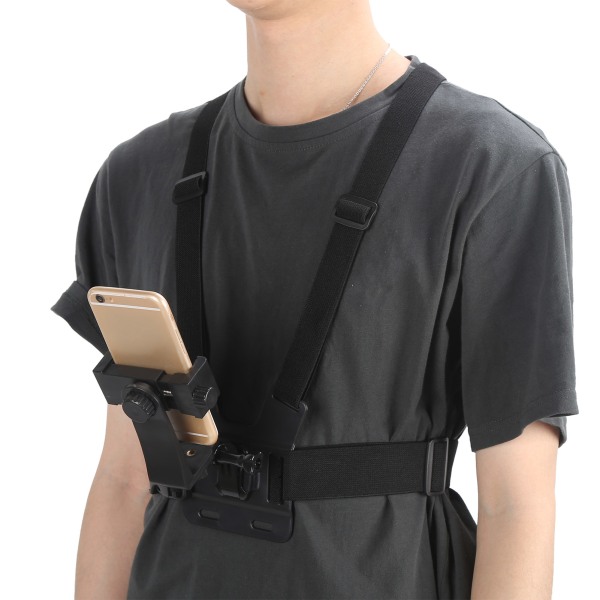 Säädettävä puhelinpidike rintahihnan kiinnitystelineellä urheilukameran matkapuhelimeen/