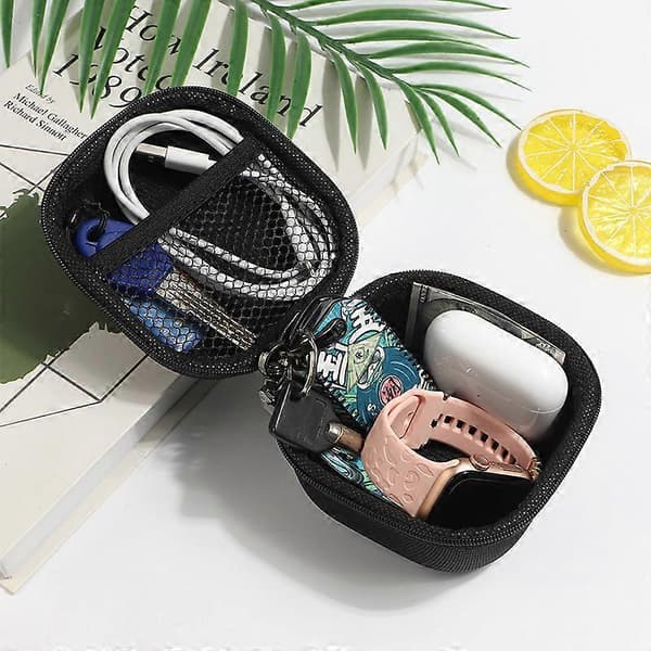 Bærbar Mini 3C Hard Shell Digitale Gadgets Oppbevaringsveske Kunstlær Hodetelefonlader Etui Datakabel U Disk Organizer 9x7x4