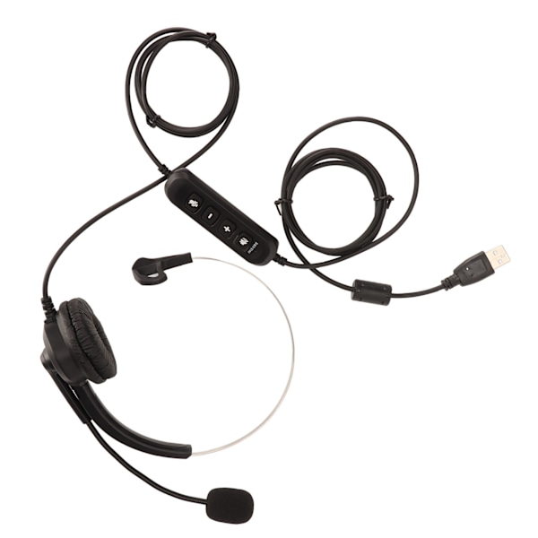 USB Business Headset Støjreduktion Enkeltsidet Øretelefon Understøtter Opkald Højttaler Volumenjustering Mikrofon Lydløs