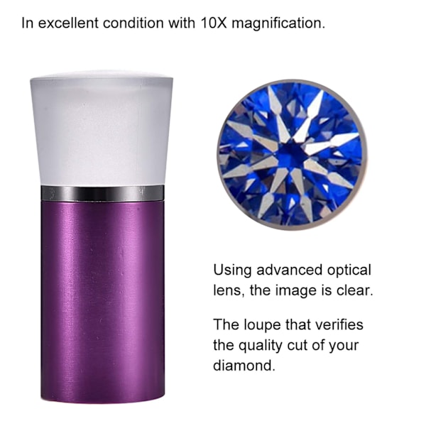 Hearts & Arrows Gems Diamant Slibnings Loupe 10X Forstørrelsesglas Smykke Visning (Lilla)
