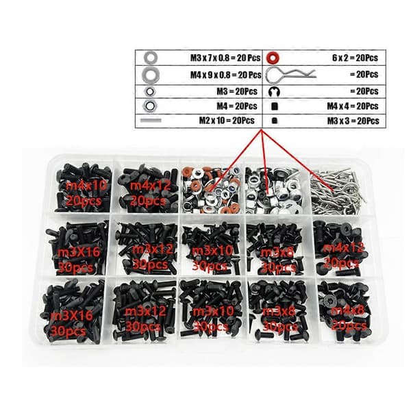 Metall RC Skruesett 1/10 Flat/Rundt Hode Sakura D4 RC Bil