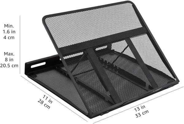 Basics Ergonomisk Justerbar Ventileret Laptopstander til Laptops op til 17,3 tommer, 33 x 28,7 x 18,5 cm, Sort