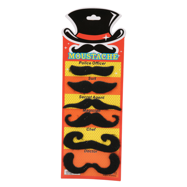 6 stk. Fake Black Moustache Festlig Performance Cosplay kunstigt skæg til Halloween Party++/