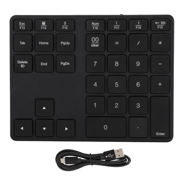 BT308 35 tangenter Numerisk tangentbord Uppladdningsbart trådlöst ultratunt tangentbord kompatibelt med Bluetooth 5.0 (svart)++