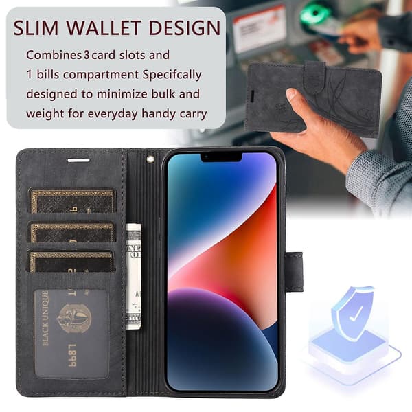 Orkidé Läderfodral Kompatibel med iPhone 7 / 8 / SE 2022 Black