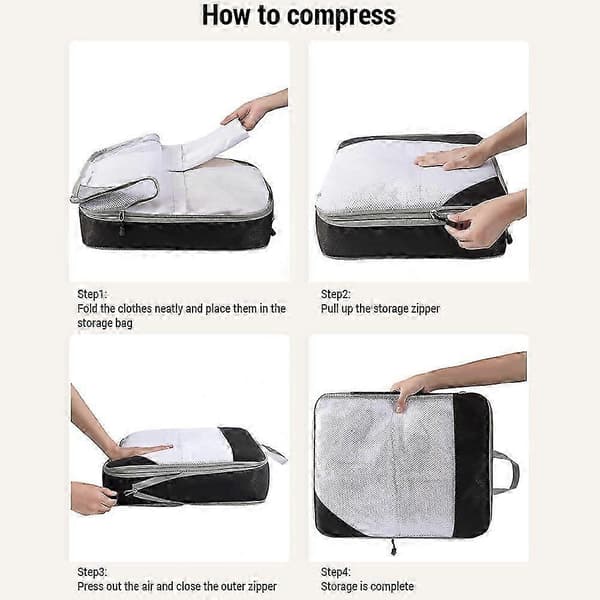 set kompressionspackningskuber komprimerbar resepackningsorganisatör för handbagage