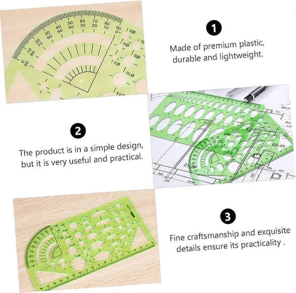 【BEMS】11-delad geometrisk ritmallssats, transparent plastlinjal