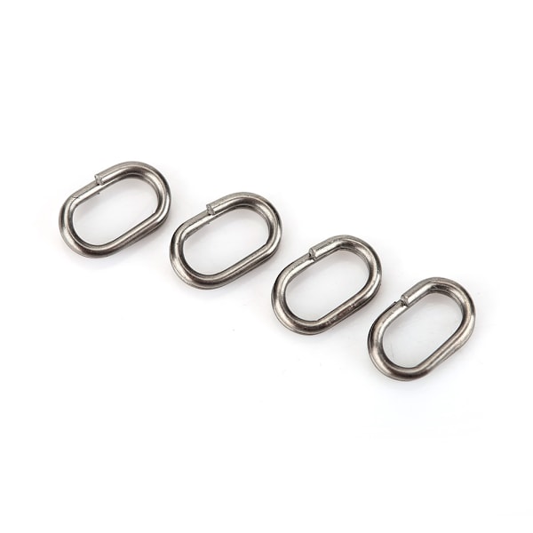 100 stk. Oval Split Rings i Rustfrit Stål med Svingende Snap Fiskeri Tackle Connector (5x8mm)