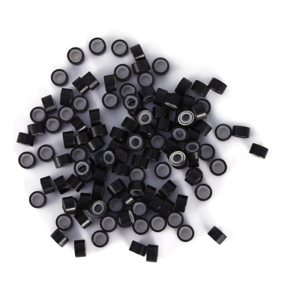 TIMH 1000 kpl/pullo silikonivuorattu mikrohiussulka pidennyslenkkirenkaat silmukat helmet työkalut (musta)