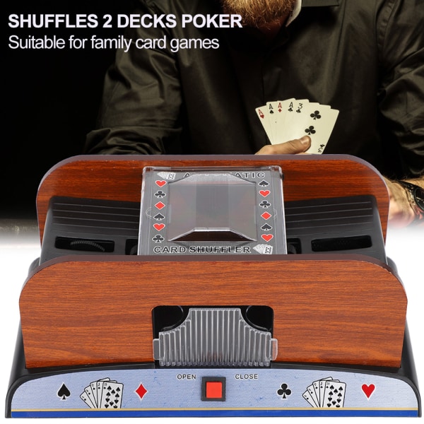 TIMH Wood Card Shuffler Automatisk batteridriven spelkortshufflermaskin för 2-deckars poker