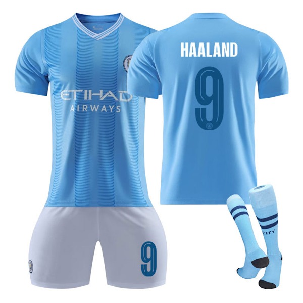 2324 Manchester City hjemme Champions League-versjon lyseblå nr 9 Haaland treningssett trøye No.9 Haaland #26(140-150 cm)