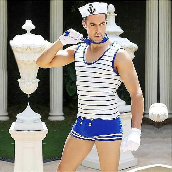【BEMS】Mäns sjömansfestdräkt Cosplay Rollspelsoutfit Underkläder (1 set) Blå
