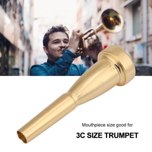 Trompetmundstykke til tilbehør til musikinstrumenter i størrelse 3C (guld)//+
