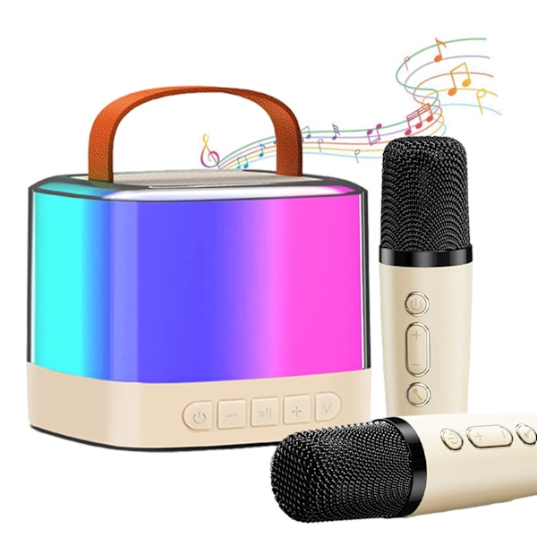 Mini Karaoke Machine for Kids and Adults, Portable Bluetooth Karaoke Speaker with 2 Wireless Microphones