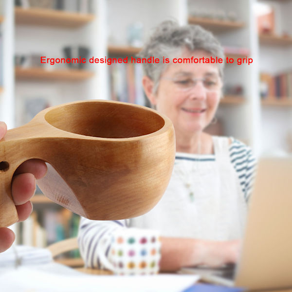Bærbar trekopp for te og kaffe med håndtak - Naturlig tre drikkekrus #3