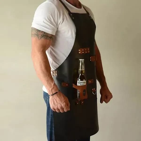 【BEMS】[CA] Personal Leather Apron (BBQ, Blacksmith, Kitchen, Woodworking, Chef, Butcher) Dark Brown