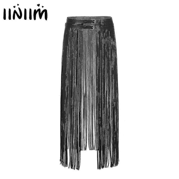Gotiskt fransbälte för kvinnor för punk-cosplay och nattklubbsoutfits Black
