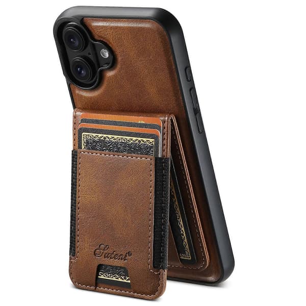 Compatible iPhone 16 Case Compatible with MagSafe Card Holder Stand Phone Protection Brown
