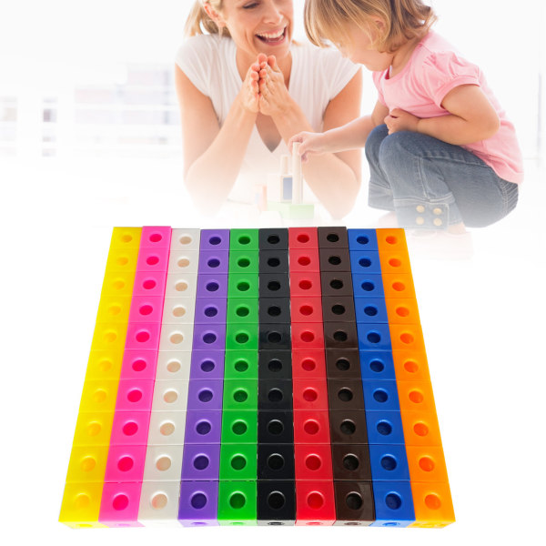 100 STK byggeklods legetøjskube pædagogisk hjerneudvikling Glatte hjørner genanvendelige til børnehave