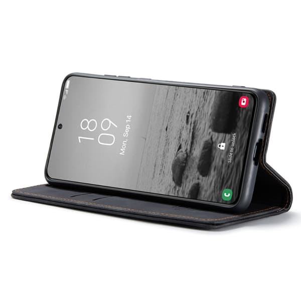 CASEME Kompatibel med Galaxy S24 Plus Flip Retro Læder Sort 91