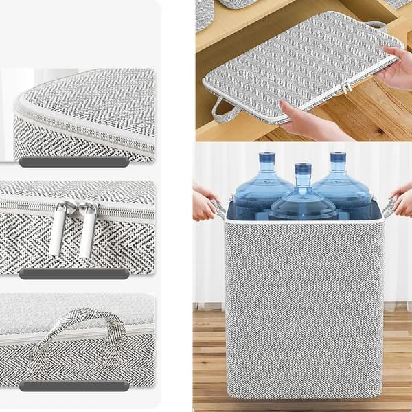Non-woven Quilt Storage Bag with Lids Zipper Foldable Clothes Quilt Bins Container Large Capacity Dust-proof Bag Organize -110L