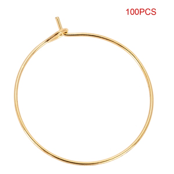 100 stk. Stål Cirkel Øreringe Sløjfer Vinglas Hoop Ring Smykker Fund (Guld, 30 * 25mm)