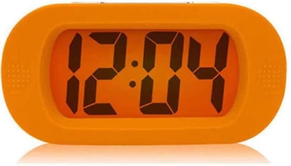 Stötsäker LCD-väckarklocka med nattlampa (orange)JJ