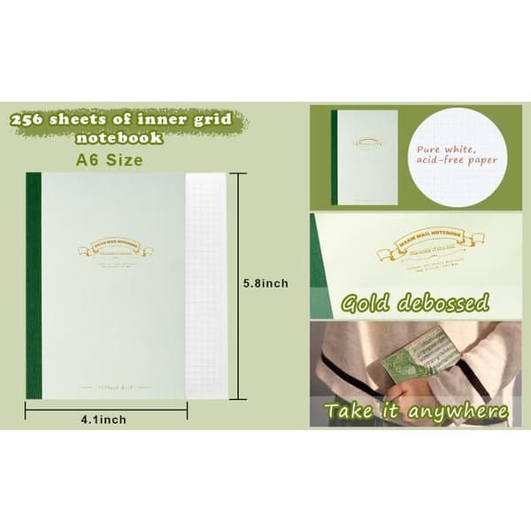 123-delt scrapbooking-tilbehørssæt, Bullet Journal scrapbook-kit med A6-ternet notesbog, Kompatibel med teenagepiger - Skov