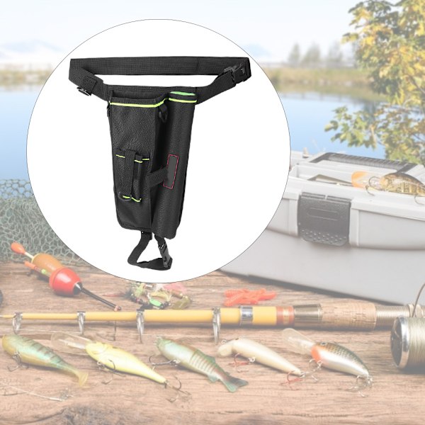 Utendørs Multifunksjonell Ben- og Midjeveske Lår-Drop Pouch Fiske Stang Vesker (Svart)