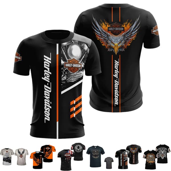Harley-Davidson motorcykel-T-shirt för män sommar casual kortärmad AA A M