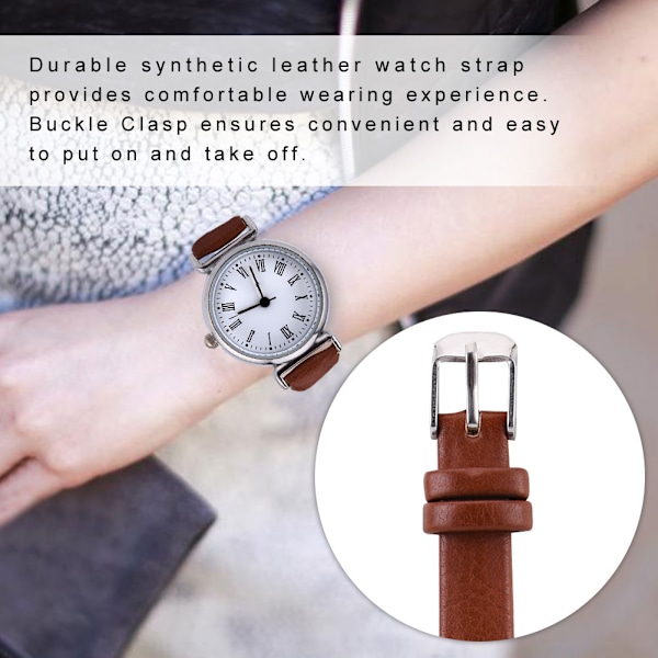 Elegant Lille Simpel Mode Kvinder Ur Retro Læder Mini Armbåndsur (Kaffe)
