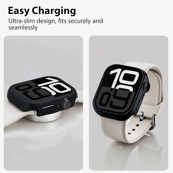 2-Pack Protective Case with Built-in Screen Protector Compatible with Apple Watch 45mm Size – Full Coverage Protection with Tempered Glass, Easy Installation (Black)