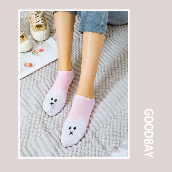 BEMSYM-Low top sokker for kvinner, casual tegneserie dyremønster sokker for daglig bruk