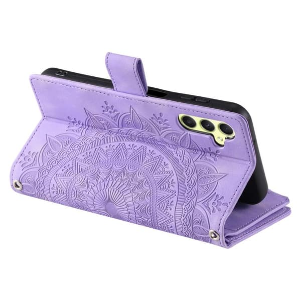 Kompatibel med Samsung Galaxy S26 5G Case Leather with Multiple Card Slots Purpur